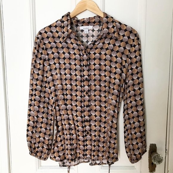 Polka Dot Button-Down Blouse - Picture 4 of 4